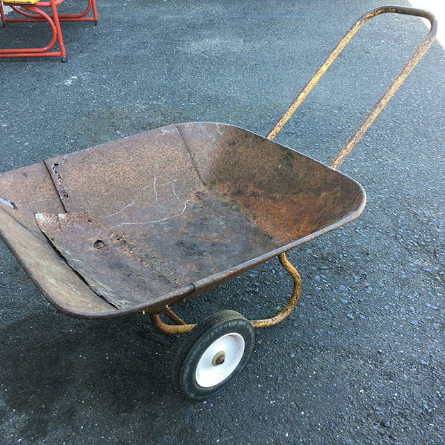 WHEELBARROW, Low and Shallow Rusted